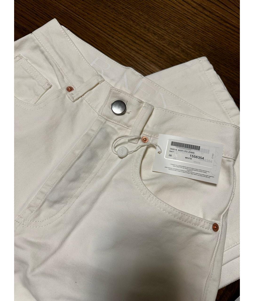 RAEY Белые хлопковые прямые джинсы, фото 7