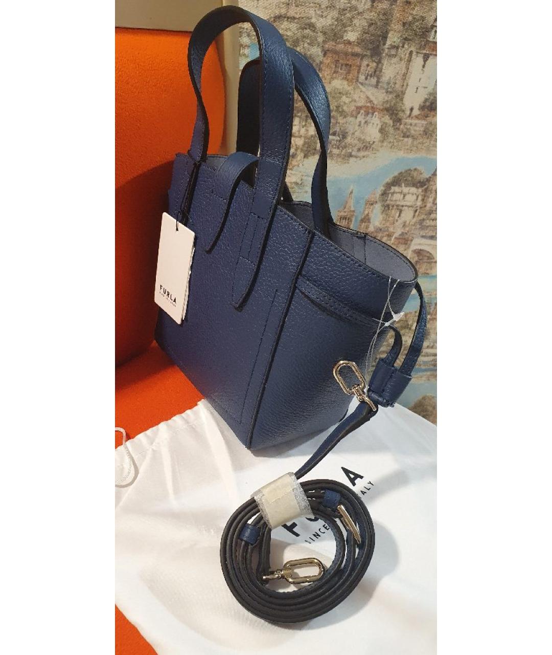 FURLA Синяя кожаная сумка тоут, фото 7
