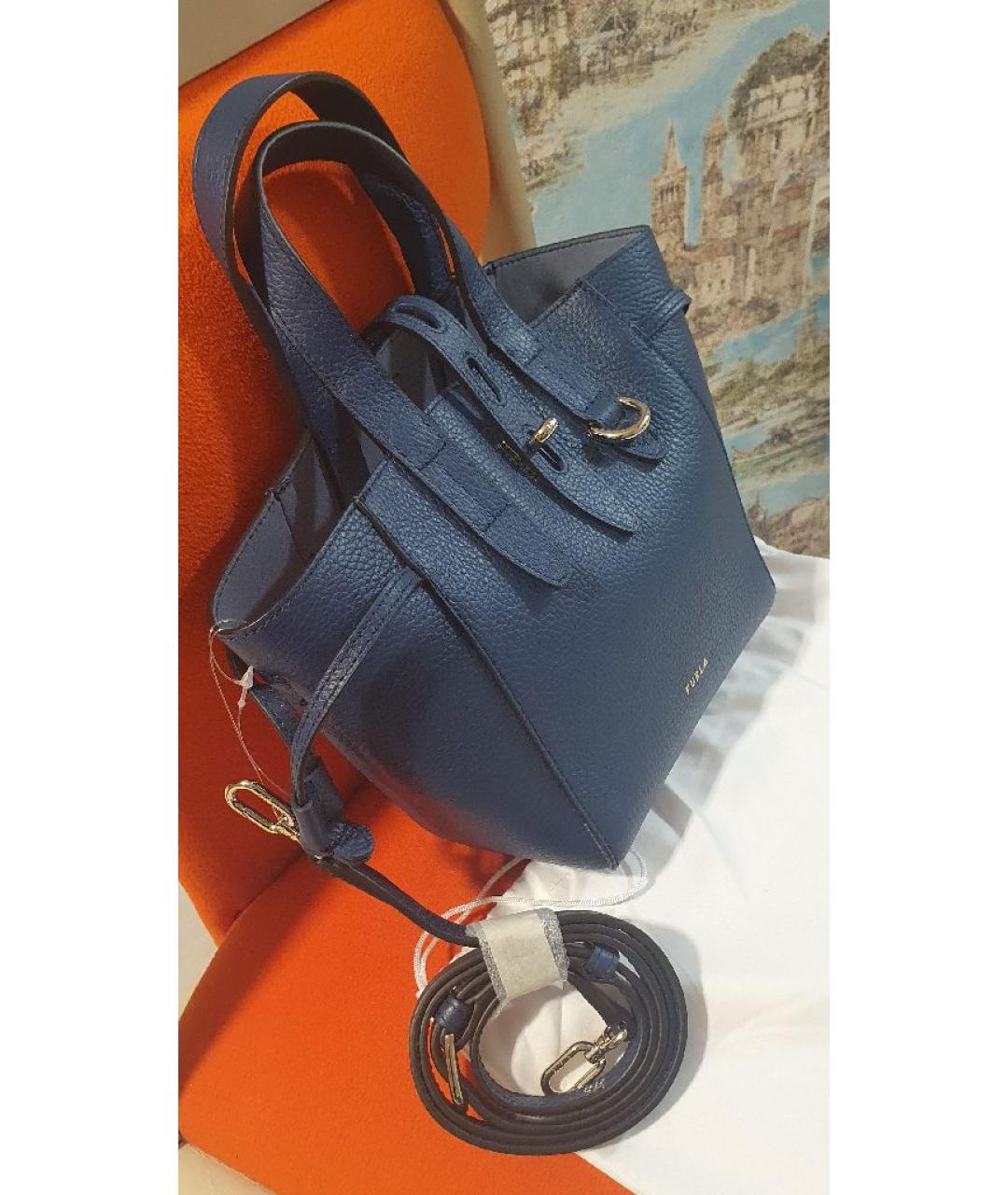 FURLA Синяя кожаная сумка тоут, фото 2
