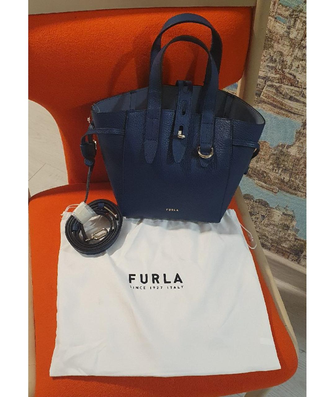 FURLA Синяя кожаная сумка тоут, фото 6