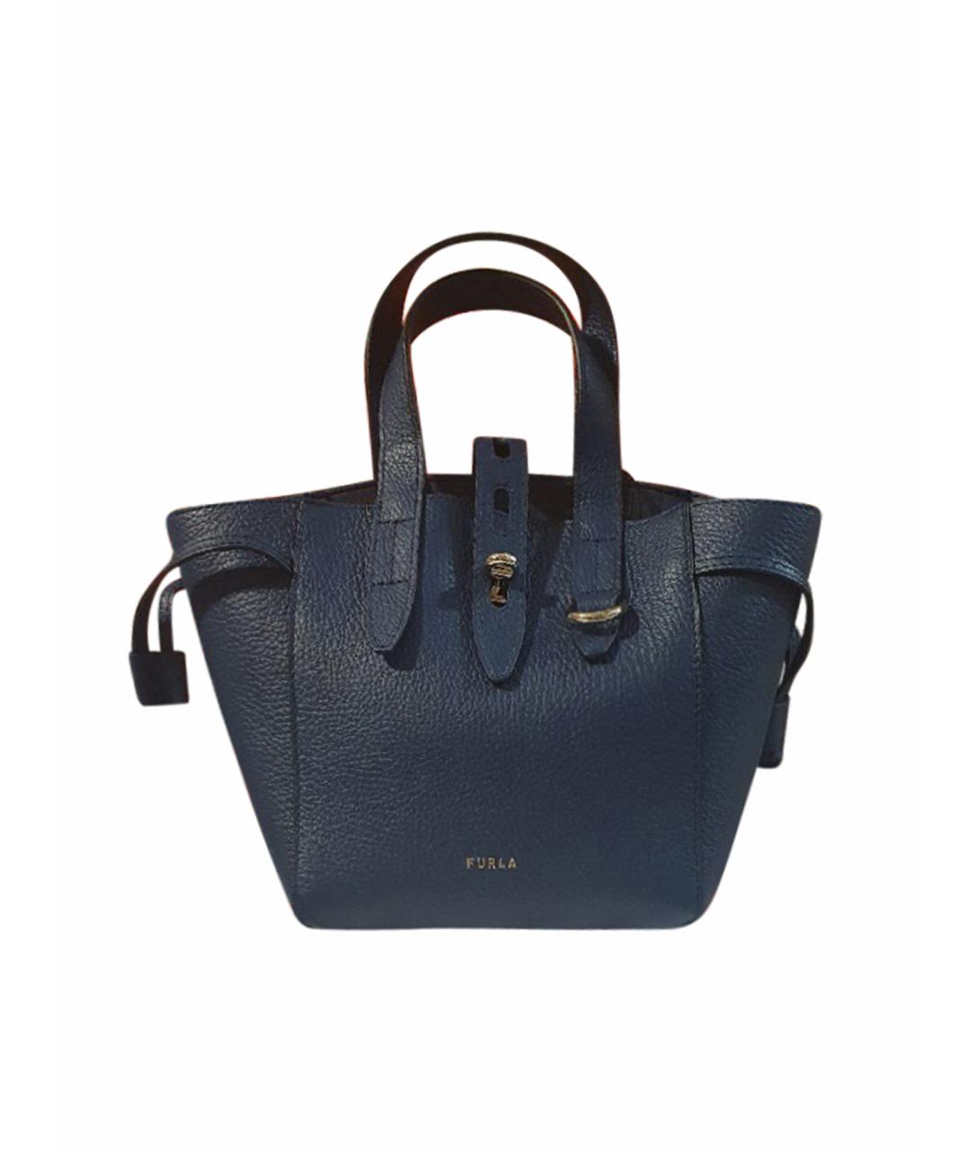 FURLA Синяя кожаная сумка тоут, фото 1