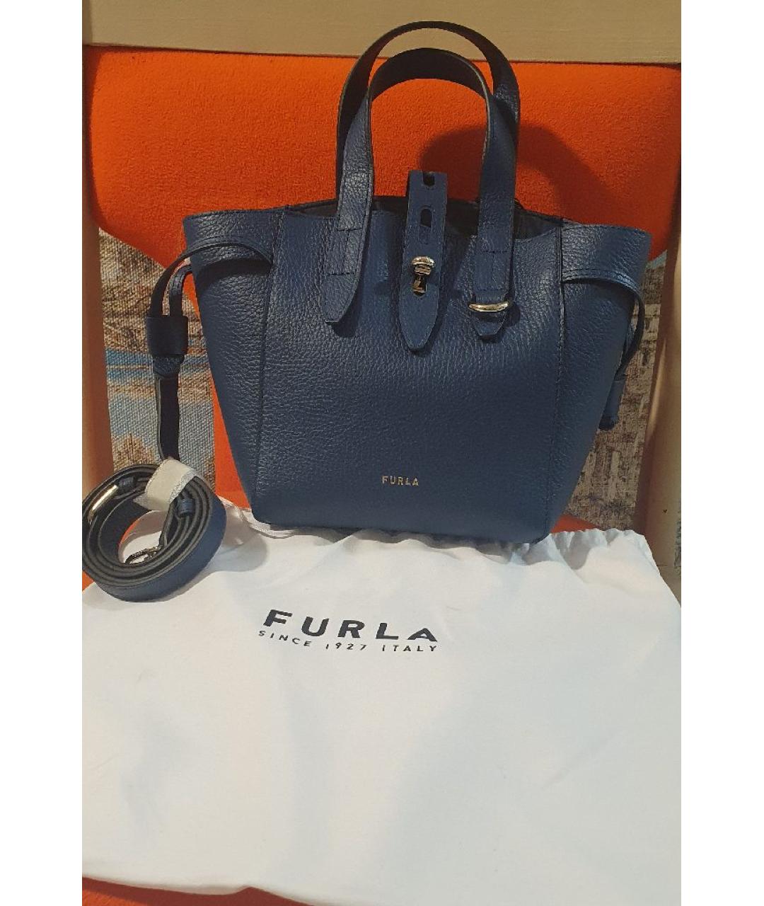 FURLA Синяя кожаная сумка тоут, фото 8
