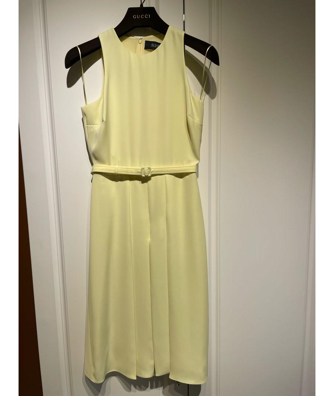 GUCCI Желтое шелковое коктейльное платье, фото 9