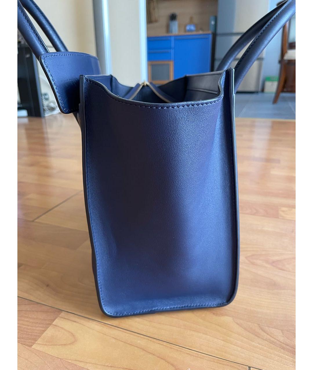 CELINE PRE-OWNED Темно-синяя кожаная сумка тоут, фото 7