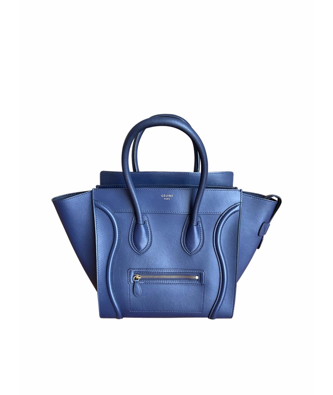 CELINE PRE-OWNED Темно-синяя кожаная сумка тоут, фото 1