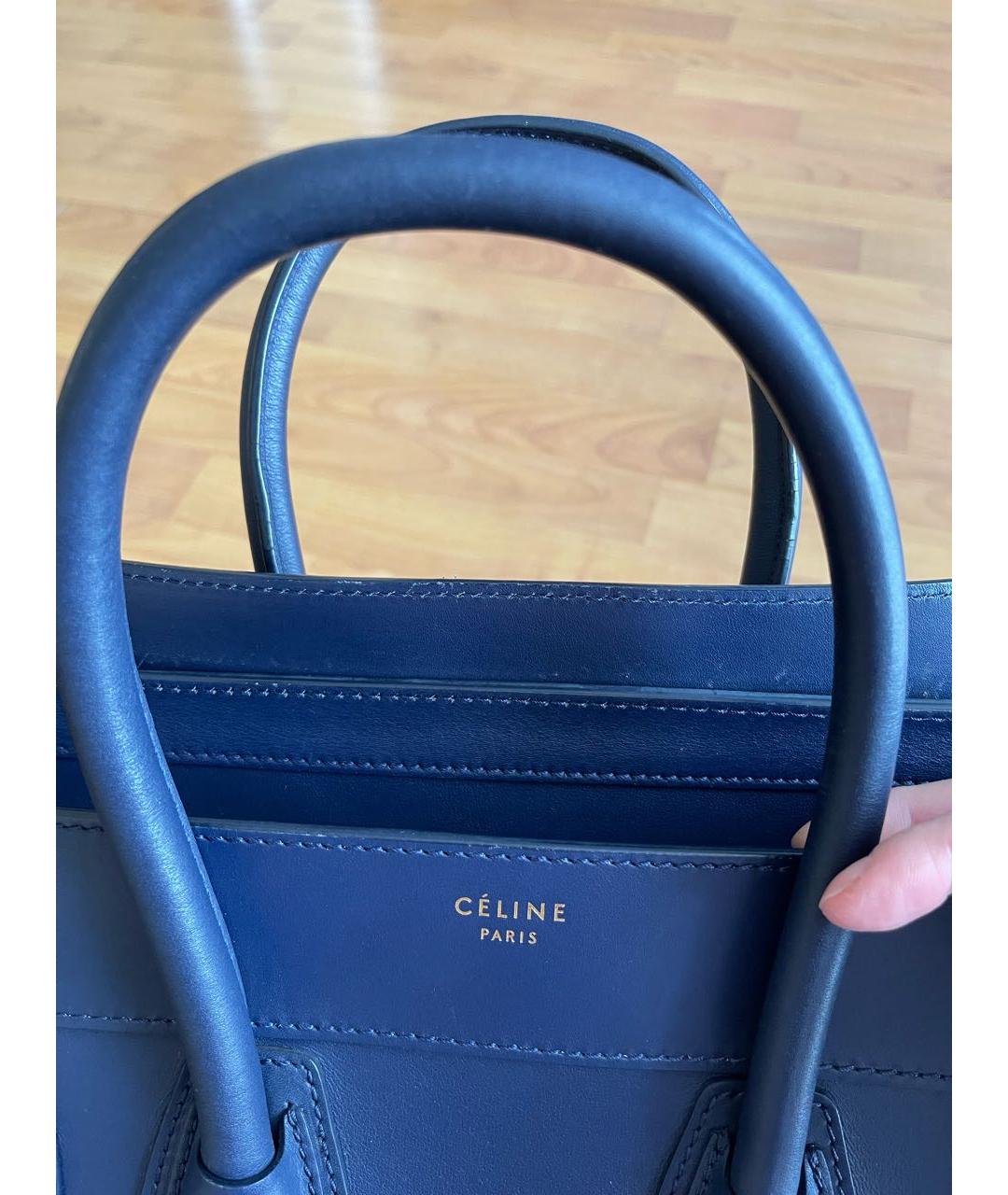 CELINE PRE-OWNED Темно-синяя кожаная сумка тоут, фото 8