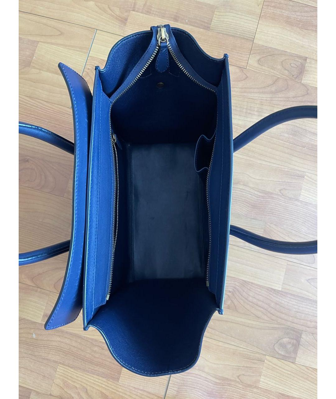 CELINE PRE-OWNED Темно-синяя кожаная сумка тоут, фото 4