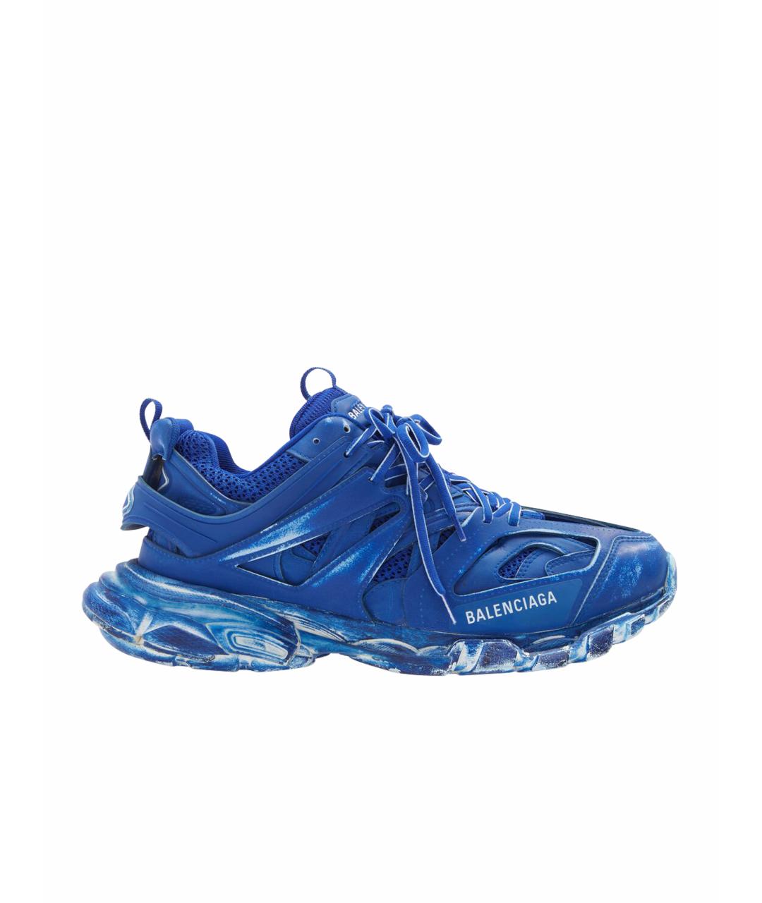 BALENCIAGA Синие кожаные низкие кроссовки / кеды, фото 1