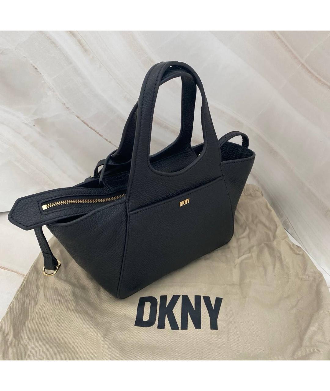 DKNY Черная кожаная сумка через плечо, фото 8