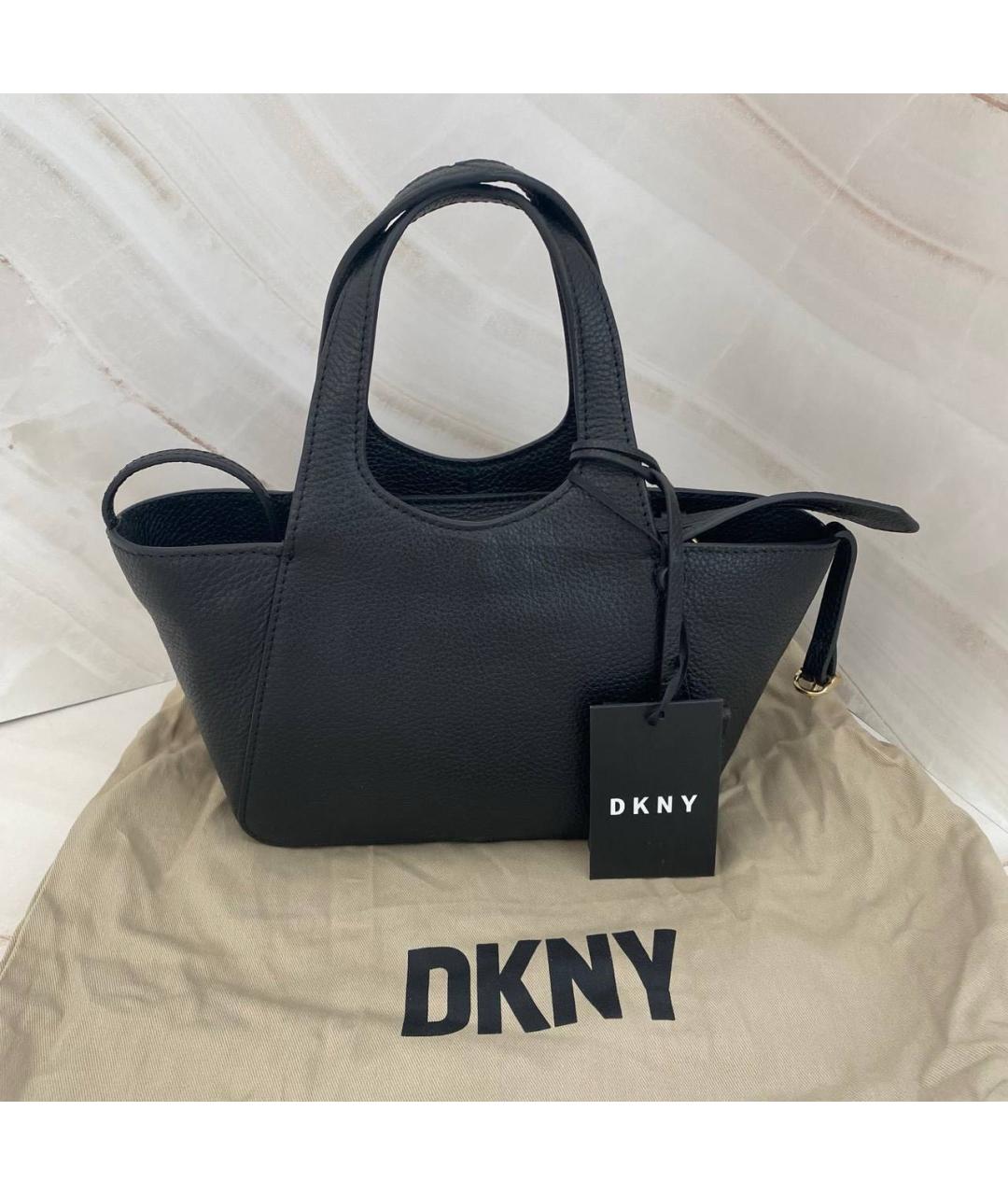 DKNY Черная кожаная сумка через плечо, фото 6