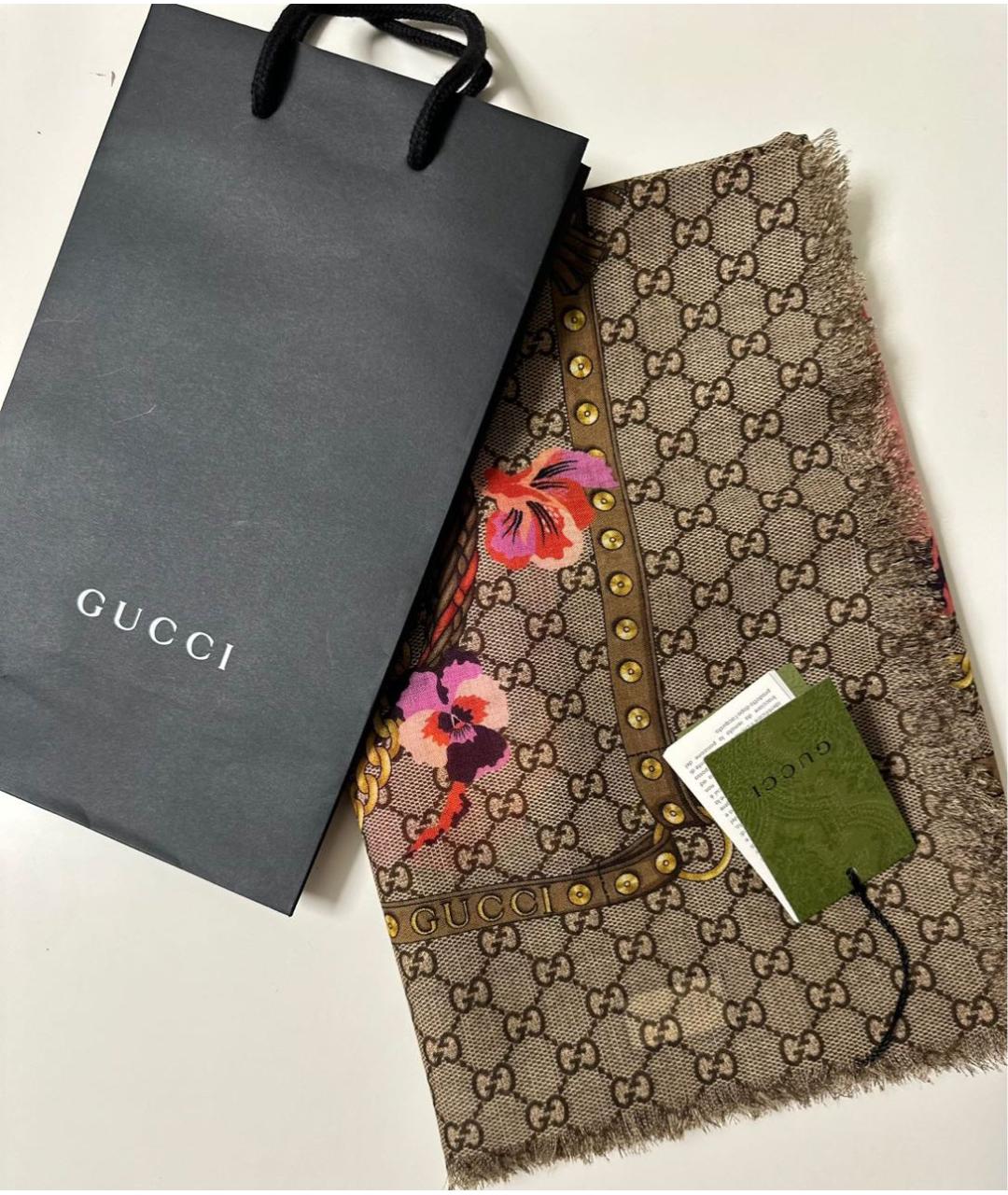 GUCCI Мульти шерстяной платок, фото 4