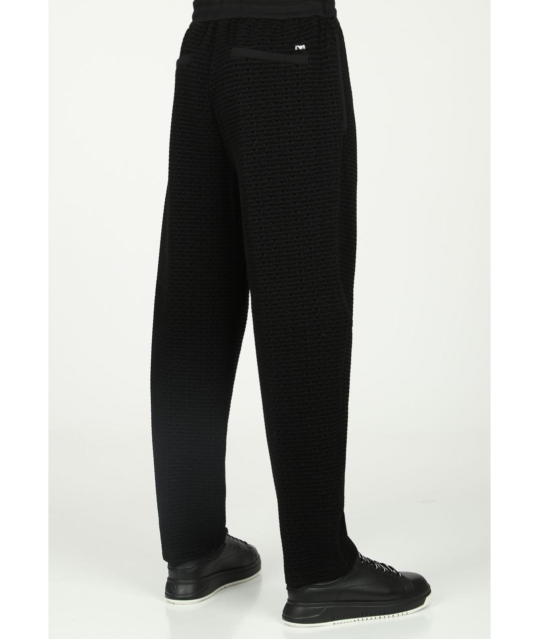 EMPORIO ARMANI Черные хлопковые повседневные брюки, фото 3