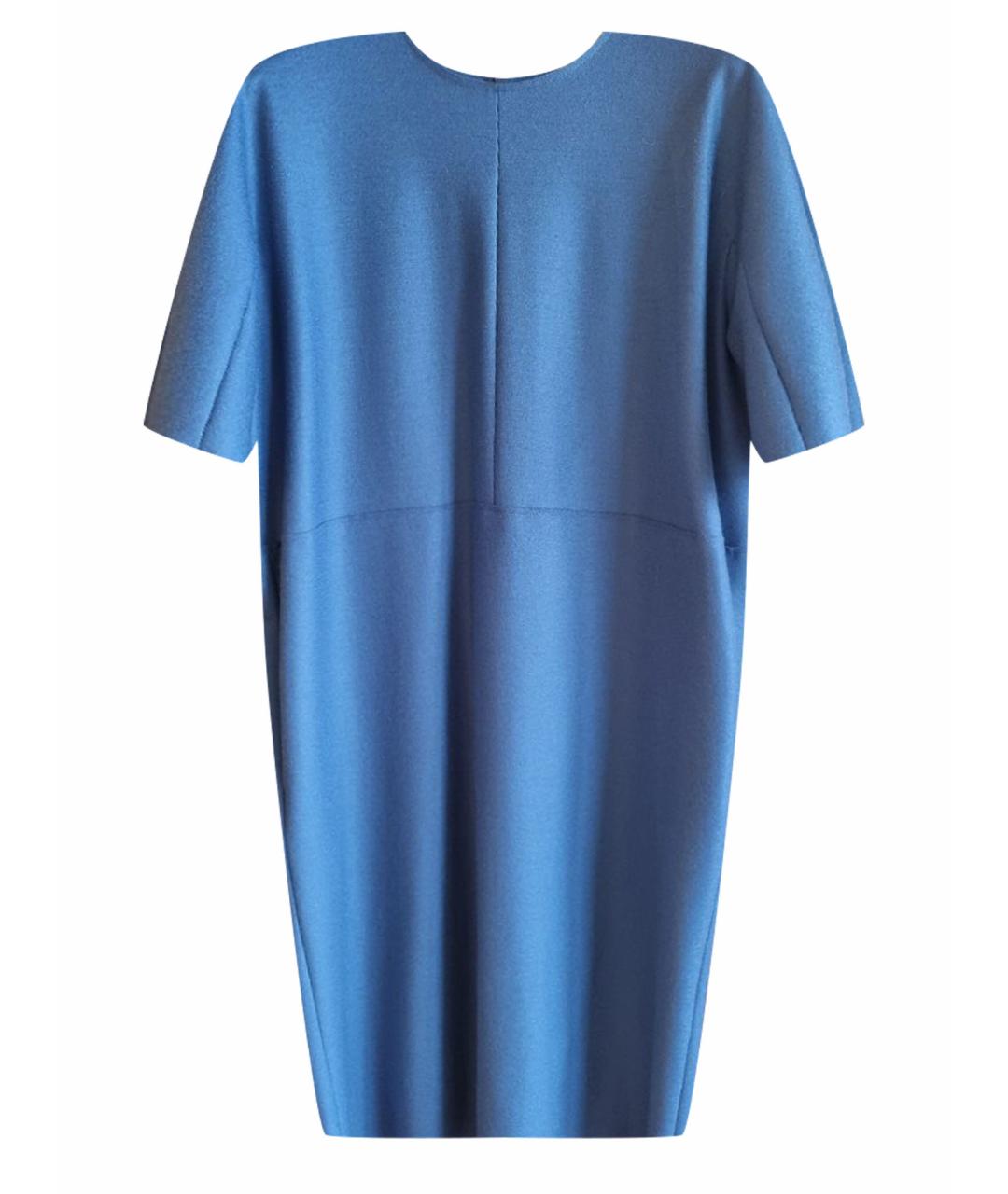 JIL SANDER Голубое шерстяное повседневное платье, фото 1