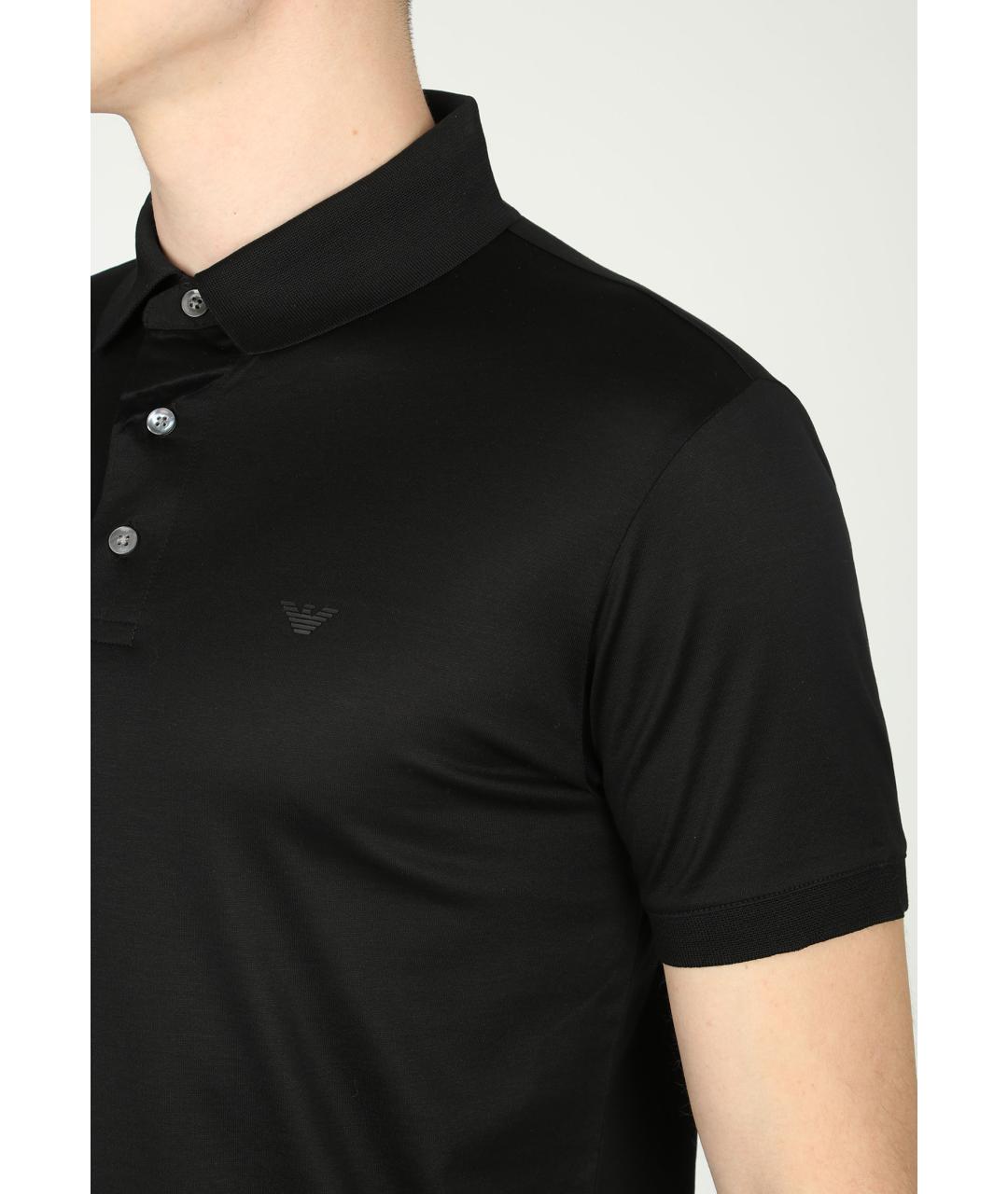 EMPORIO ARMANI Черное поло с коротким рукавом, фото 4