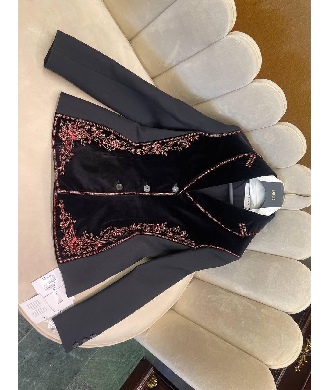 CHRISTIAN DIOR Черный бархатный жакет/пиджак, фото 4