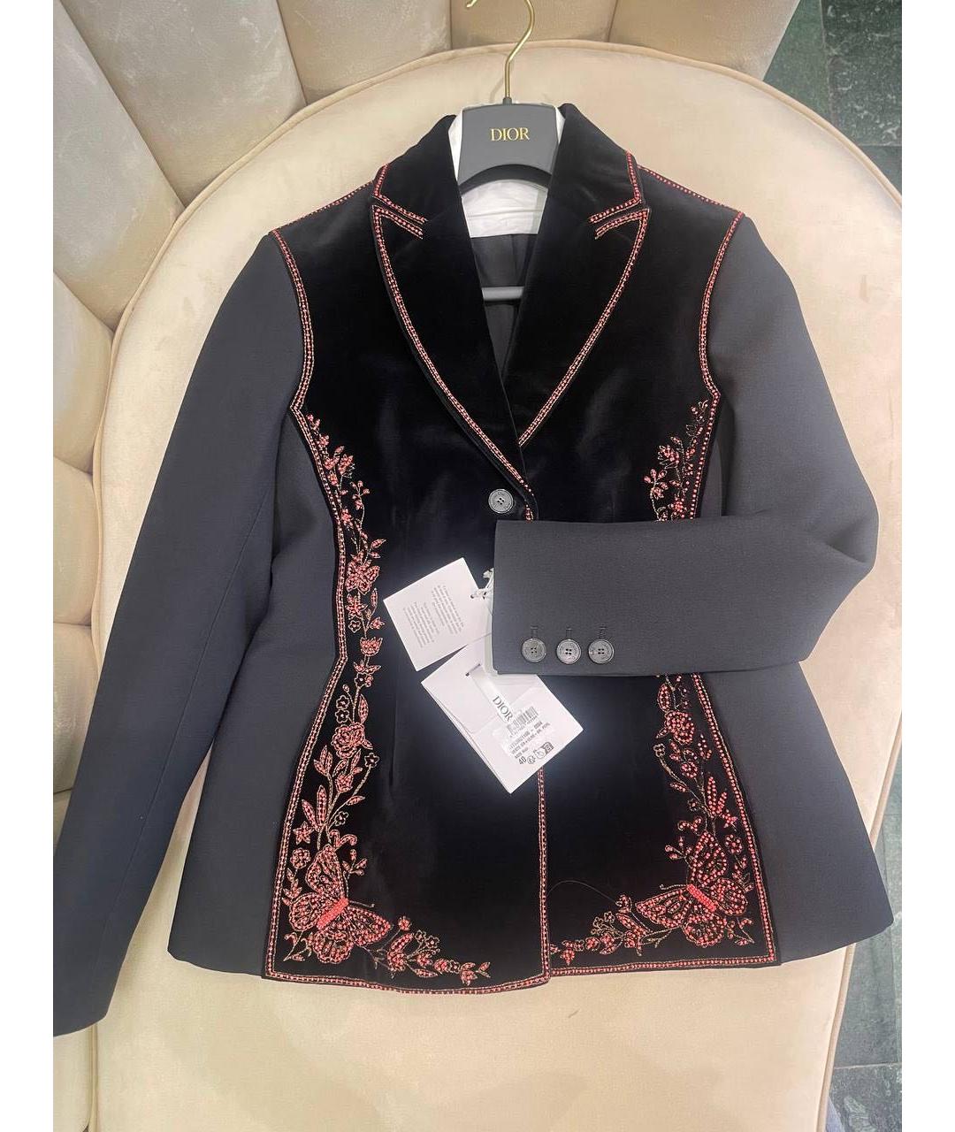 CHRISTIAN DIOR Черный бархатный жакет/пиджак, фото 2