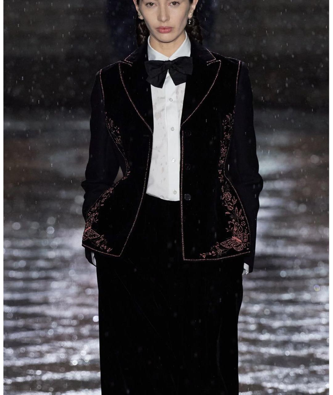 CHRISTIAN DIOR Черный бархатный жакет/пиджак, фото 3