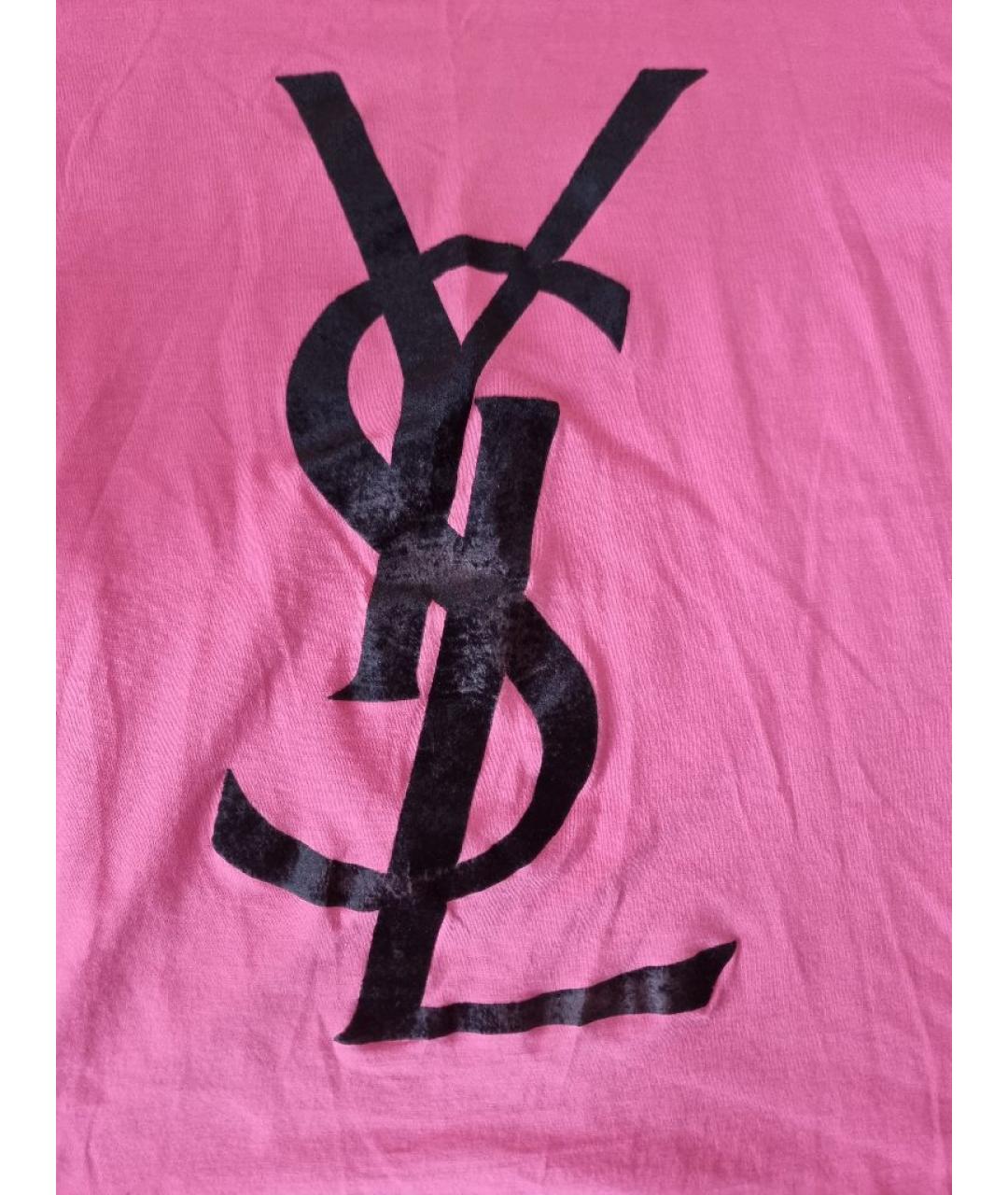 SAINT LAURENT Розовая хлопковая футболка, фото 3
