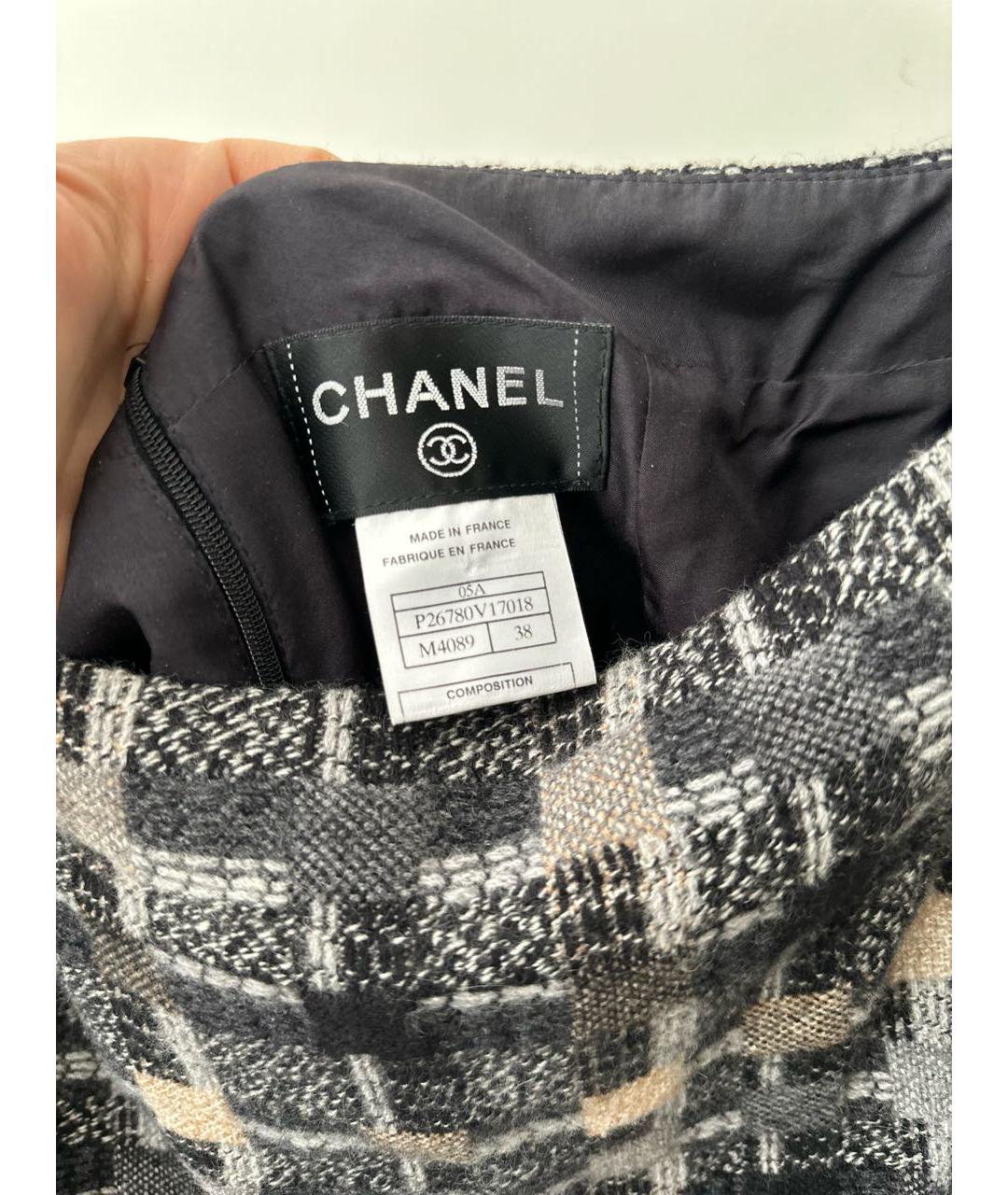 CHANEL PRE-OWNED Мульти шерстяная юбка миди, фото 6