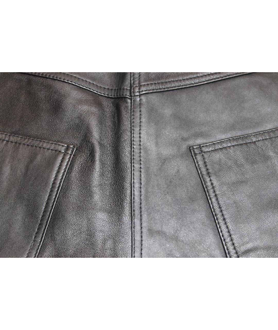 MUUBAA Черные кожаные прямые брюки, фото 6
