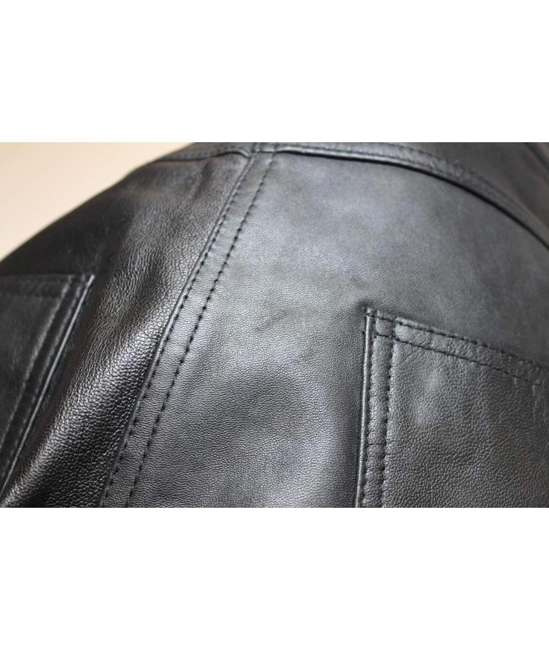 MUUBAA Черные кожаные прямые брюки, фото 7