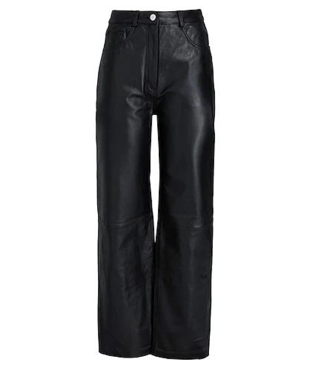 MUUBAA Черные кожаные прямые брюки, фото 1
