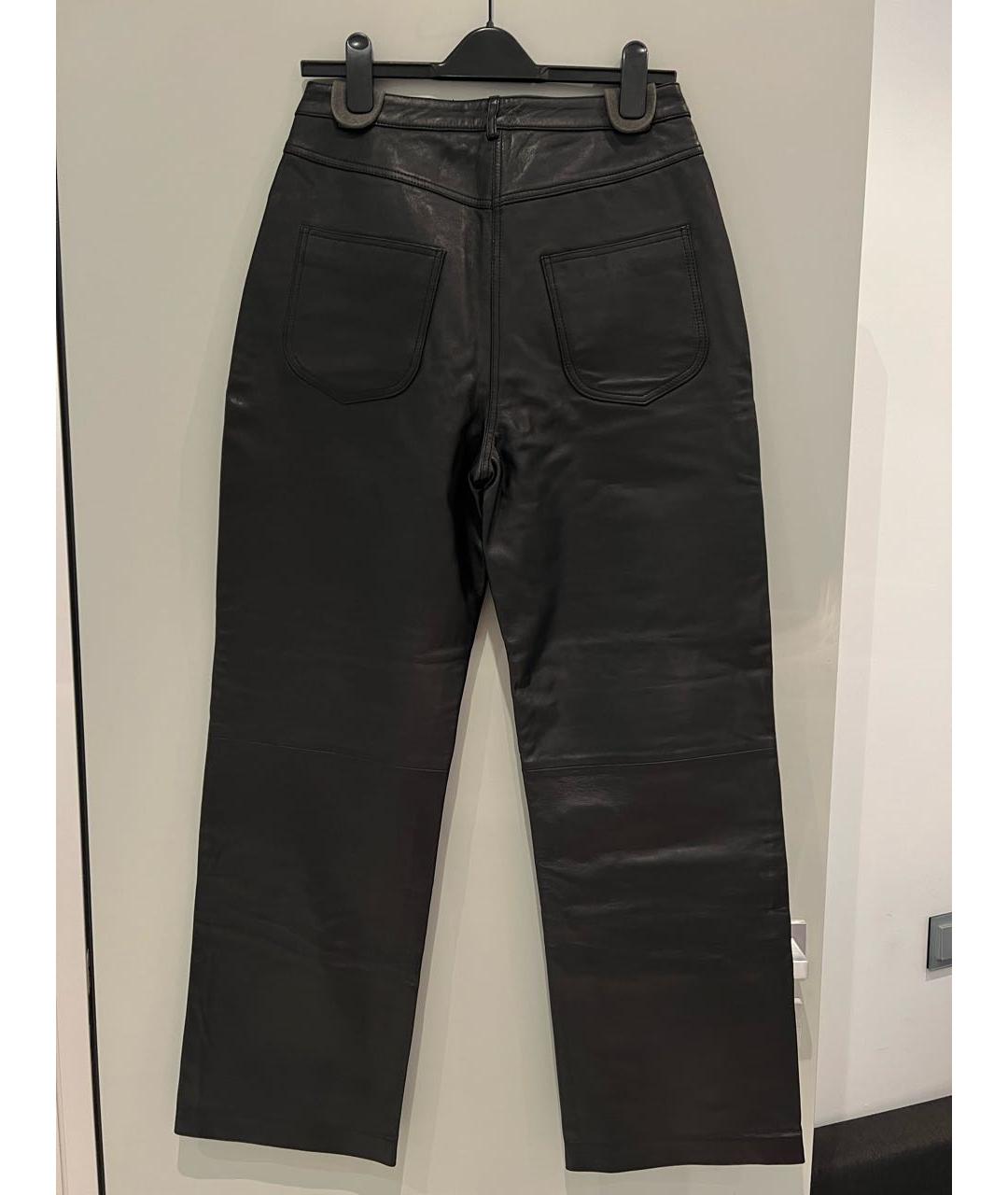 MUUBAA Черные кожаные прямые брюки, фото 5