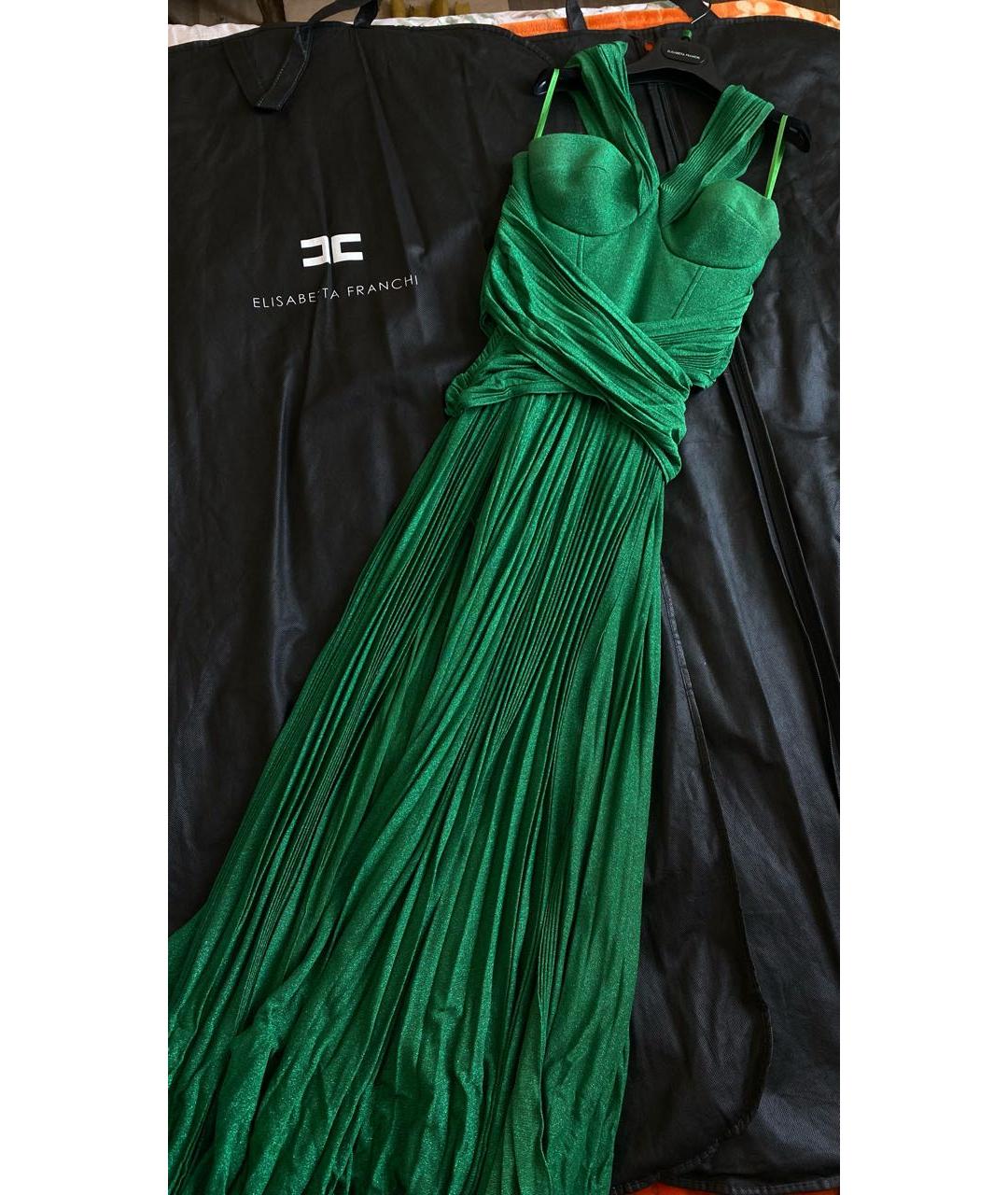 ELISABETTA FRANCHI Зеленые вискозное вечернее платье, фото 9