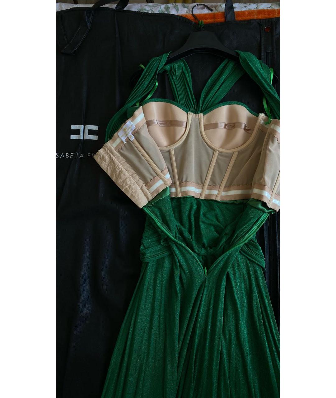 ELISABETTA FRANCHI Зеленые вискозное вечернее платье, фото 3