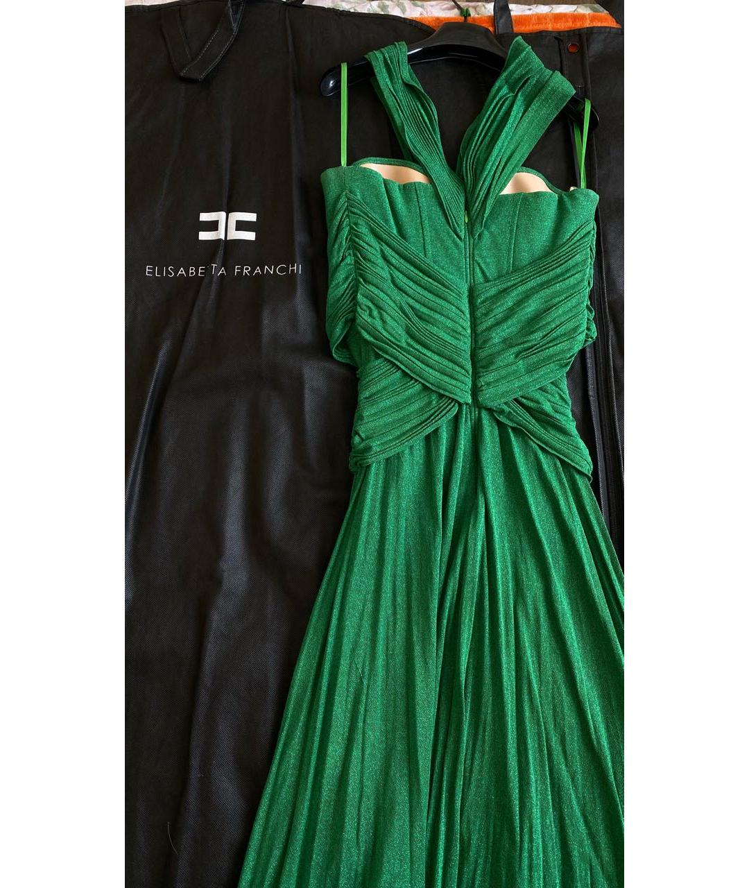 ELISABETTA FRANCHI Зеленые вискозное вечернее платье, фото 2