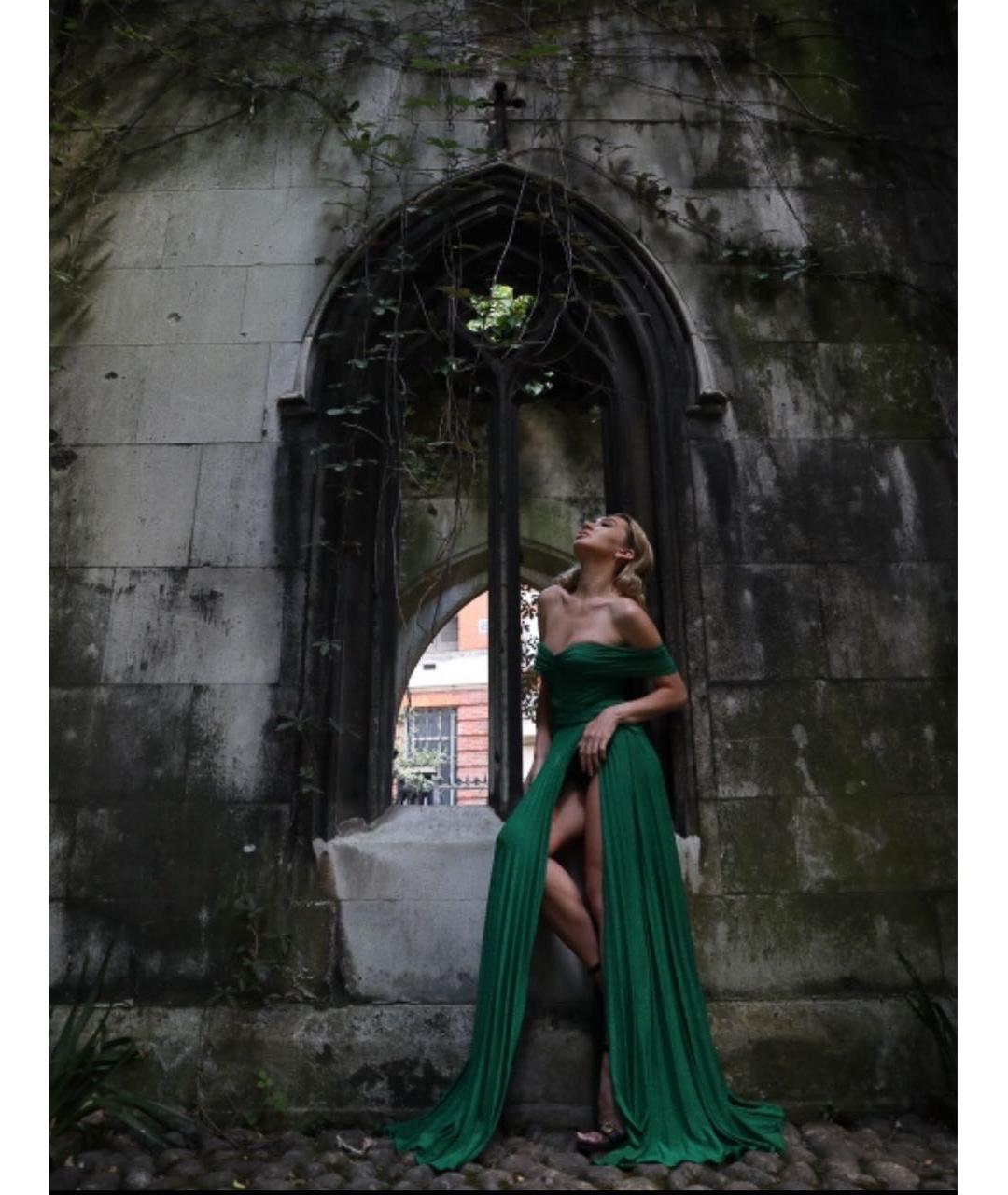 ELISABETTA FRANCHI Зеленые вискозное вечернее платье, фото 6