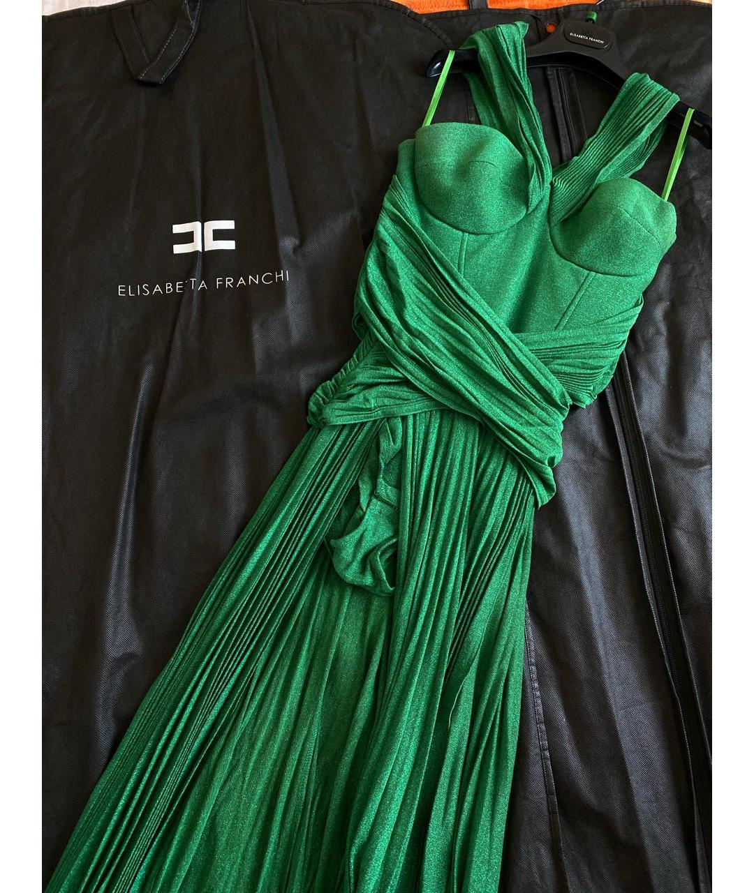 ELISABETTA FRANCHI Зеленые вискозное вечернее платье, фото 8