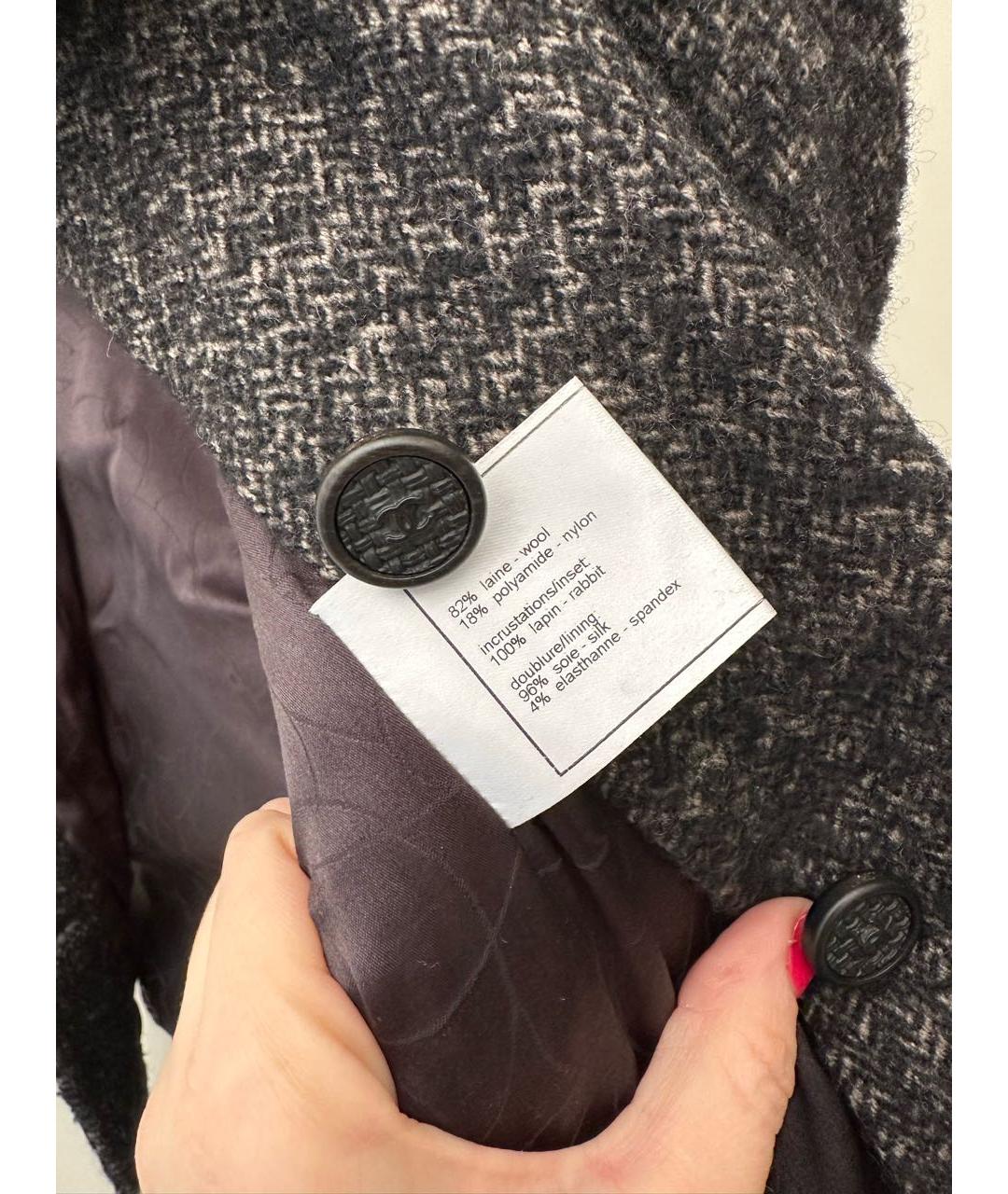 CHANEL PRE-OWNED Серый шерстяной жакет/пиджак, фото 5