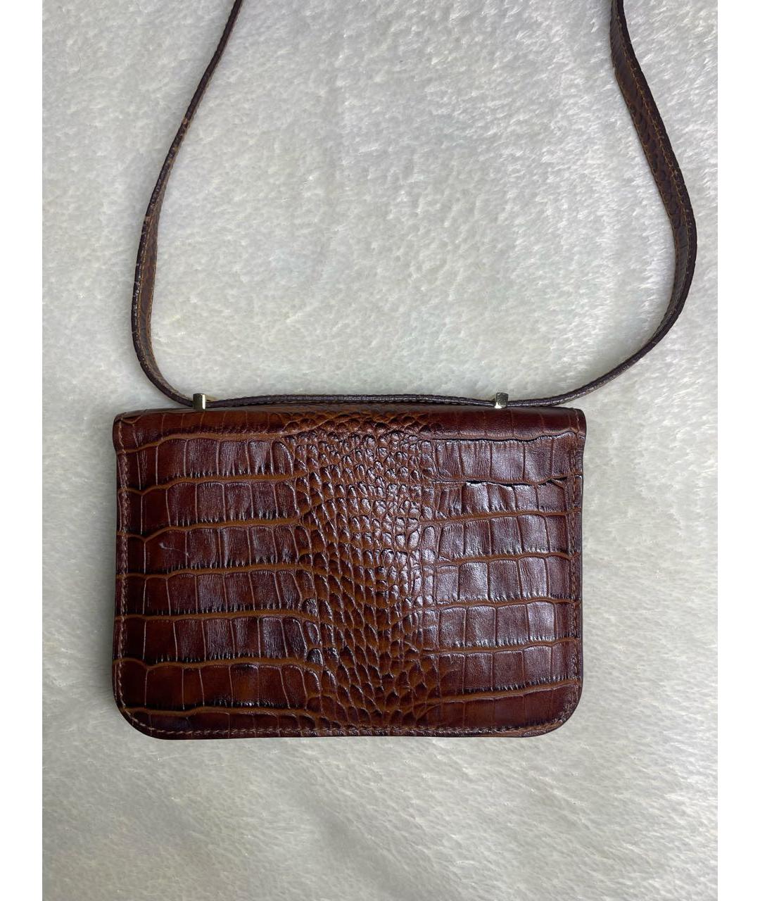 HERMES Коричневая сумка через плечо из экзотической кожи, фото 3