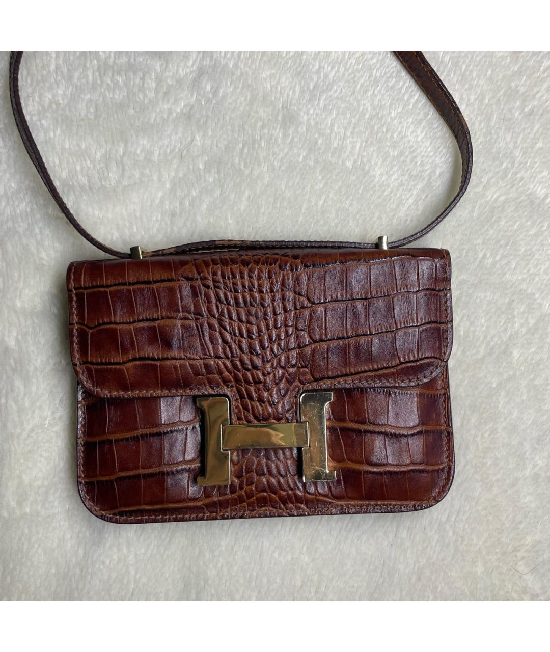 HERMES Коричневая сумка через плечо из экзотической кожи, фото 2