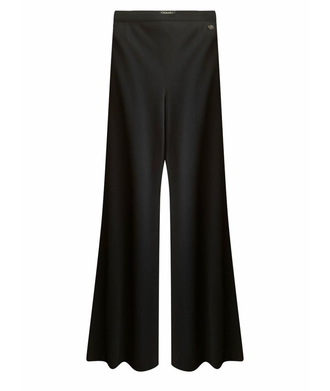 CHANEL PRE-OWNED Черные шерстяные брюки широкие, фото 1