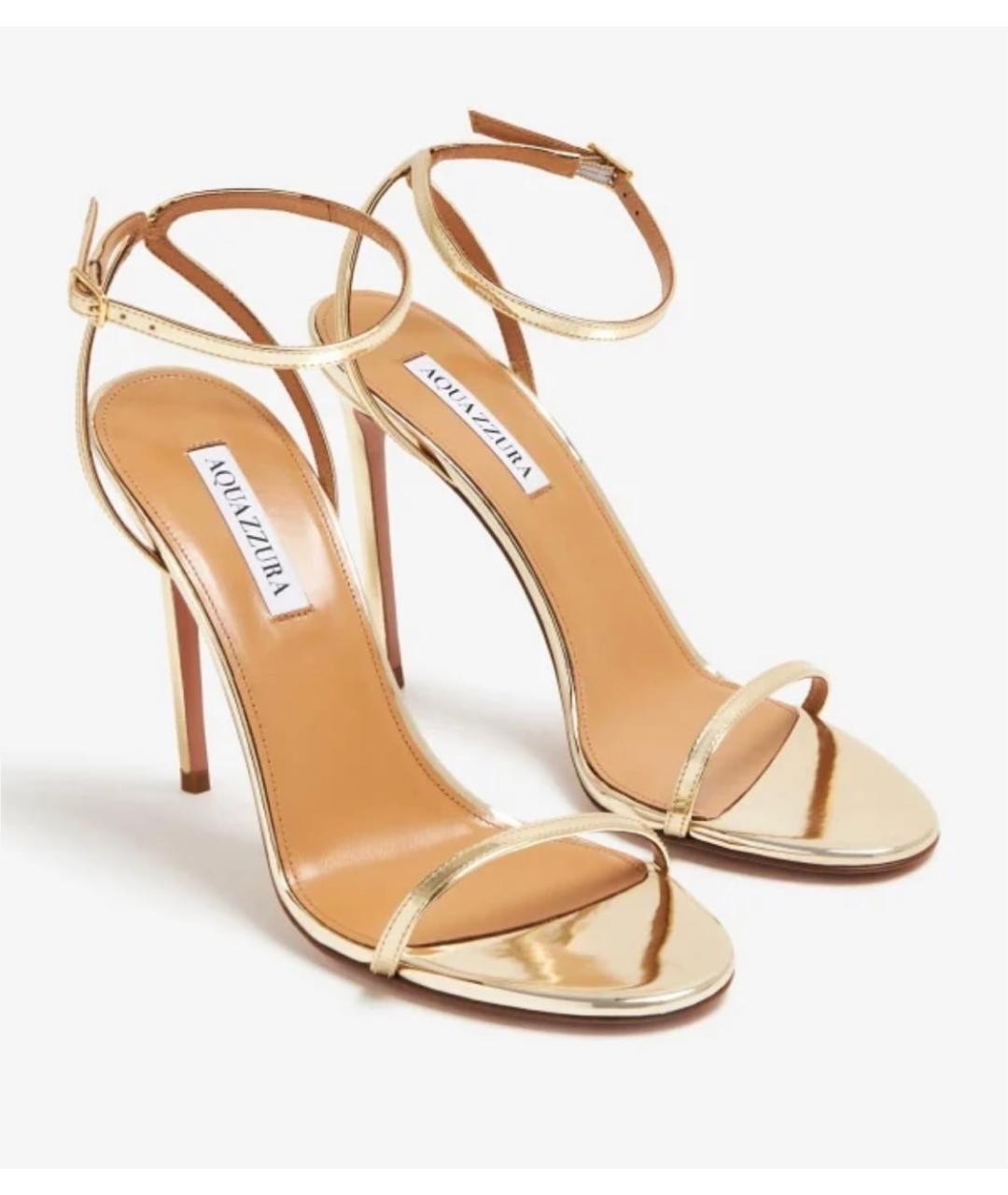 AQUAZZURA Золотые босоножки из лакированной кожи, фото 3