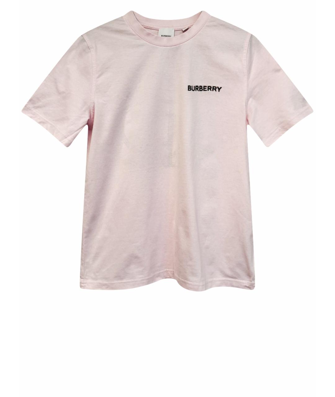 BURBERRY Розовая хлопковая футболка, фото 1
