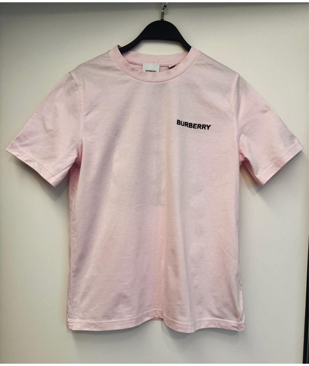 BURBERRY Розовая хлопковая футболка, фото 7