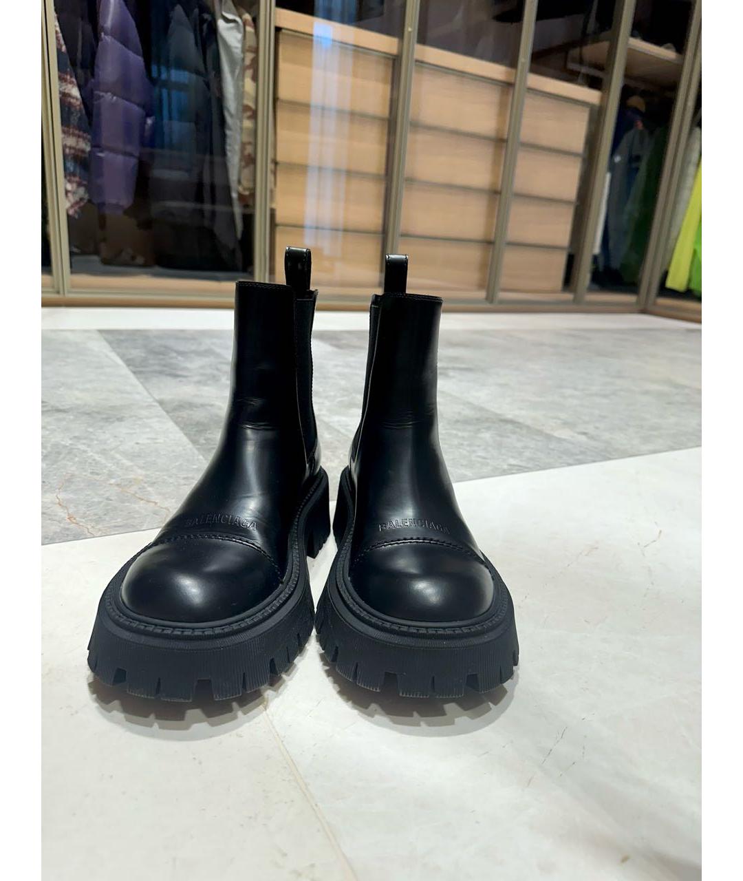 BALENCIAGA Черные кожаные ботинки, фото 3