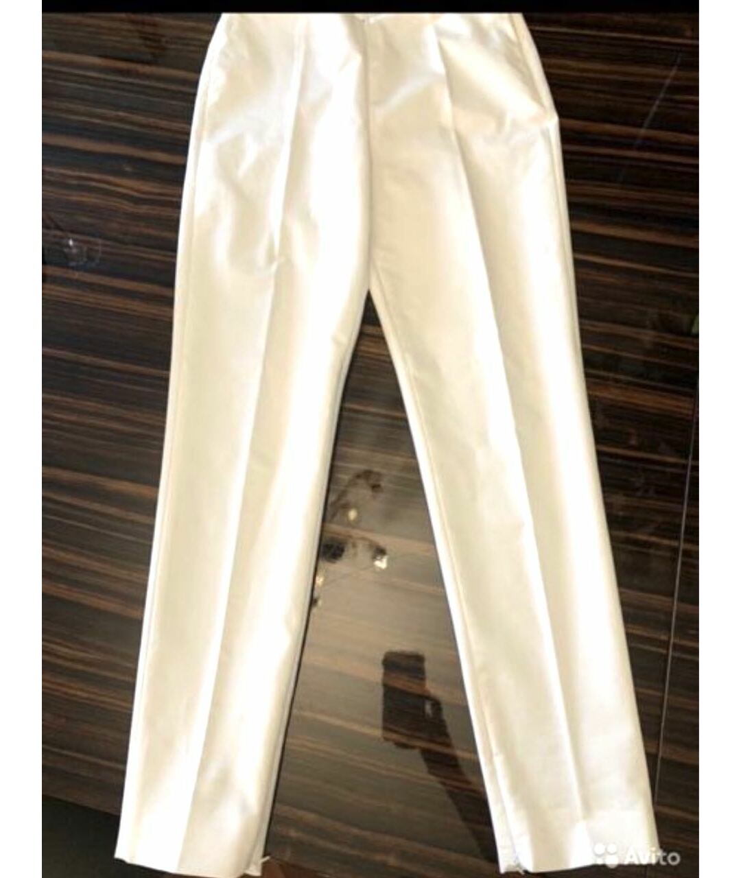 MOSCHINO Белые хлопко-эластановые прямые брюки, фото 9