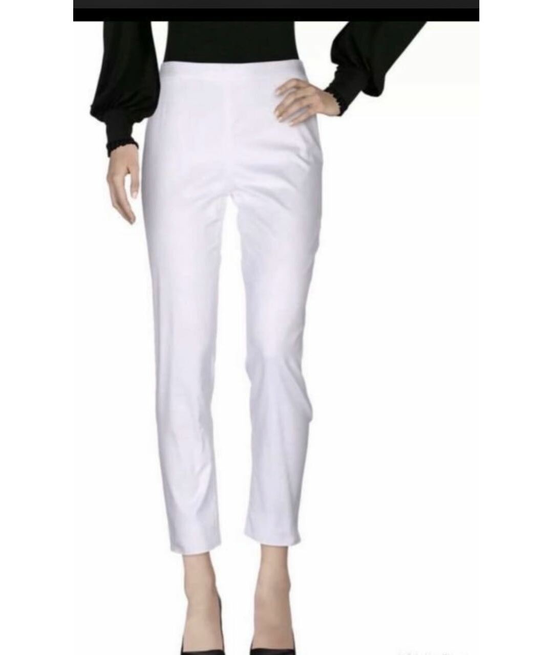 MOSCHINO Белые хлопко-эластановые прямые брюки, фото 8