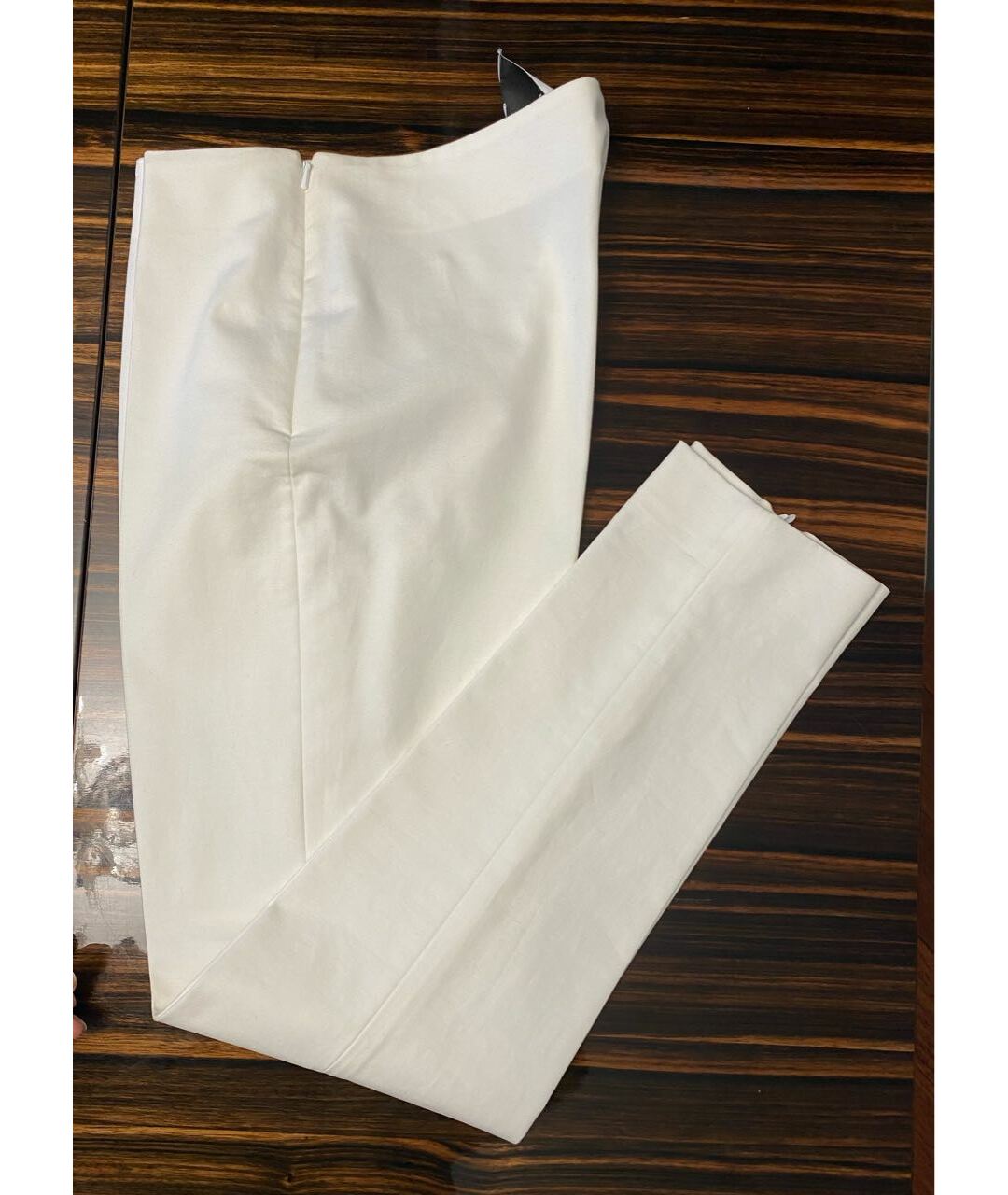 MOSCHINO Белые хлопко-эластановые прямые брюки, фото 4