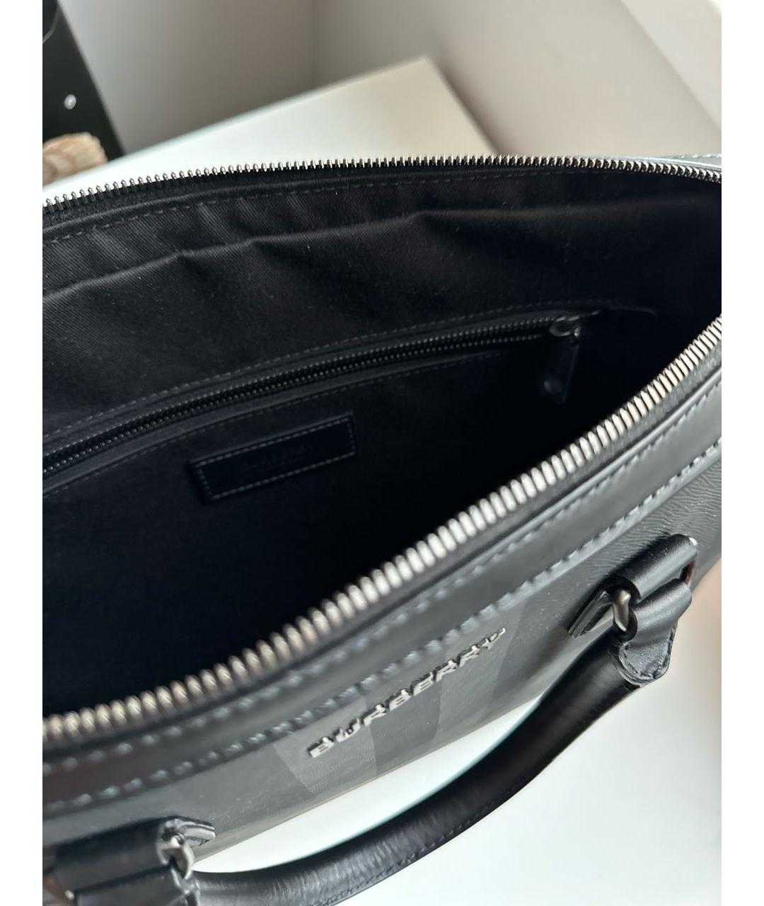 BURBERRY Серый кожаный портфель, фото 2