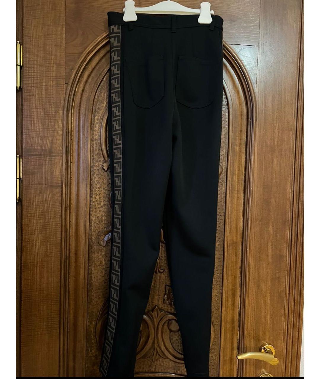 FENDI Черные полиэстеровые брюки узкие, фото 4