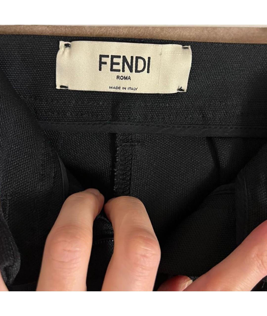 FENDI Черные полиэстеровые брюки узкие, фото 7