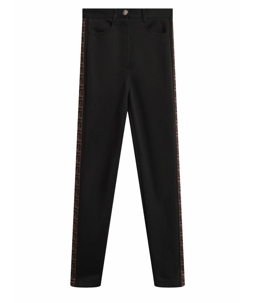 FENDI Черные полиэстеровые брюки узкие, фото 1