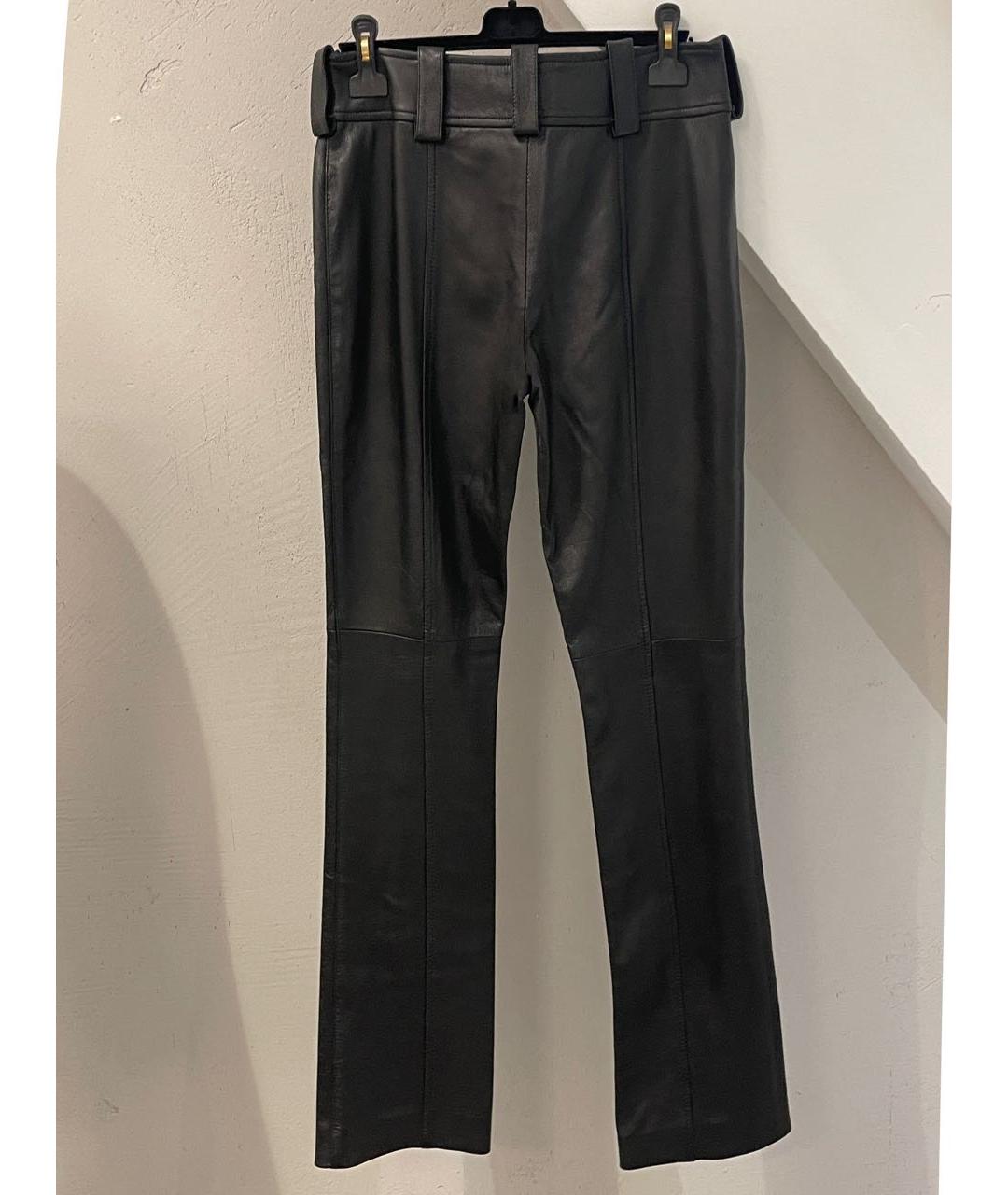 DOLCE&GABBANA Черные кожаные прямые брюки, фото 2