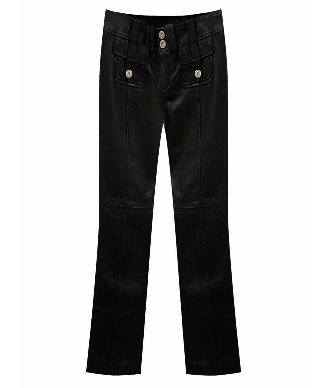 DOLCE&GABBANA Черные кожаные прямые брюки, фото 1