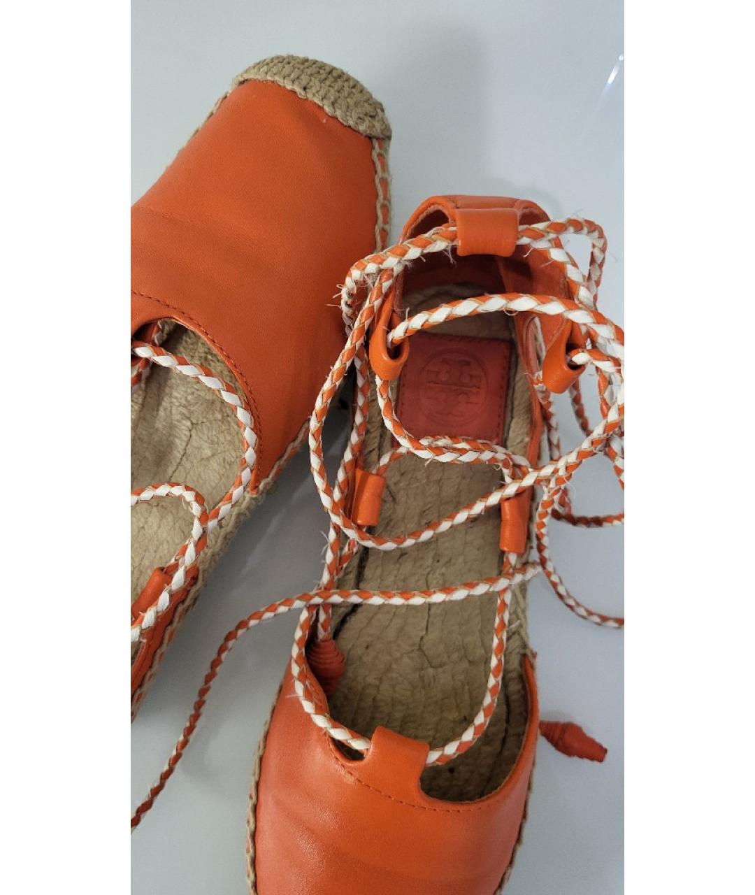 TORY BURCH Оранжевое кожаные эспадрильи, фото 3